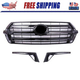 Front Bumper Center Grille For Toyota Land Cruiser LC200 2016-2020 Black Grill