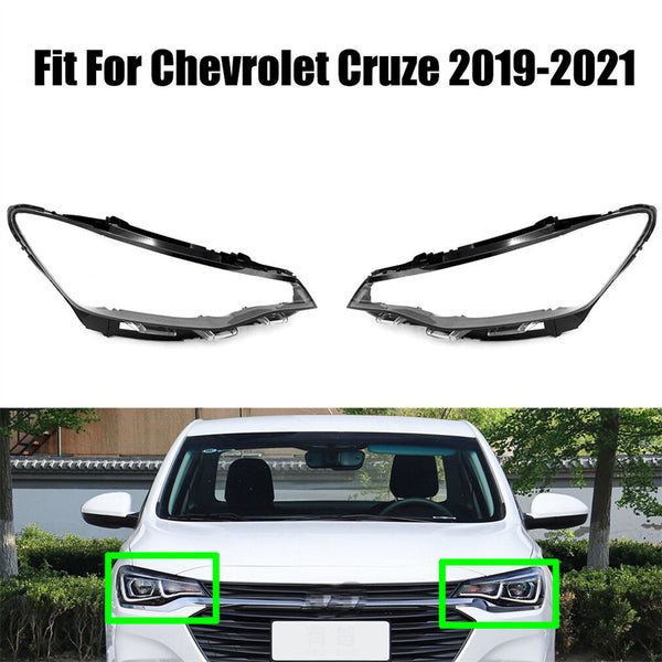 Fits Chevrolet Cruze 2019-2021 Headlight Headlamp Clear Lens Cover Pair