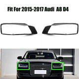 Fits Audi A8 D4 2015-2017 2Pcs Headlight Headlamp Clear Lens Left Right Cover