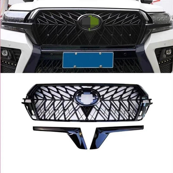 Front Bumper Grille Gloss Black For Toyota Land Cruiser LC200 2016-2021