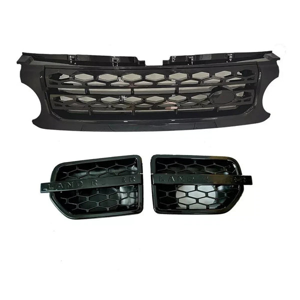 Front Grille W/ Side Vent Cover For Land Rover Discovery 4 2014-2016 LR4 Black