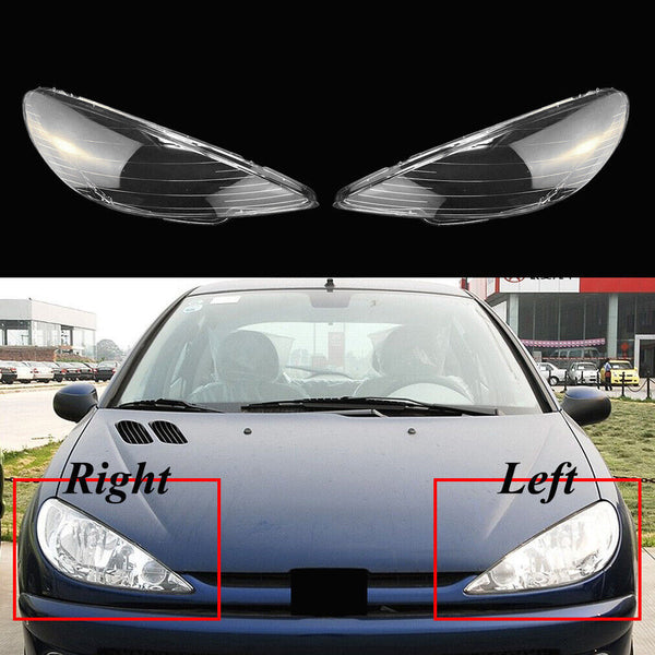 For Peugeot 206 2004-2008 06 Left Right Headlight Lens Headlamp Shell Cover Cap