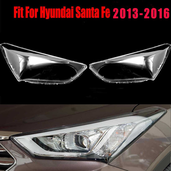 Fits Hyundai Santa Fe 2013-2016 Front Headlight Headlamp Clear Lens Cover Pair