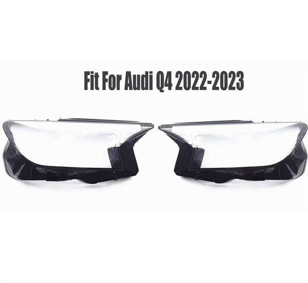 For Audi Q4 2022-2023 2Pcs Headlight Headlamp Lens Cover Left Right Side