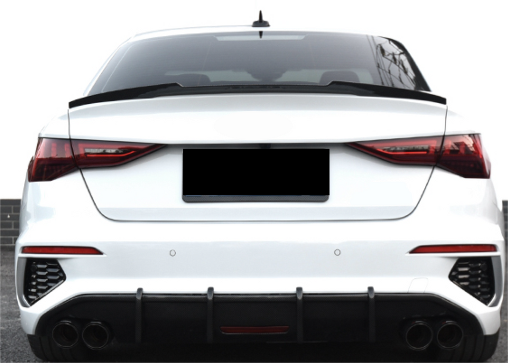 For 2021-2023 Audi A3 S3 Sedan V Style Rear Trunk Spoiler Wing Glossy Black