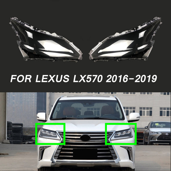 Fits Lexus LX570 2016-2019 2Pcs of Auto Front Headlight Cover Headlamp Lens