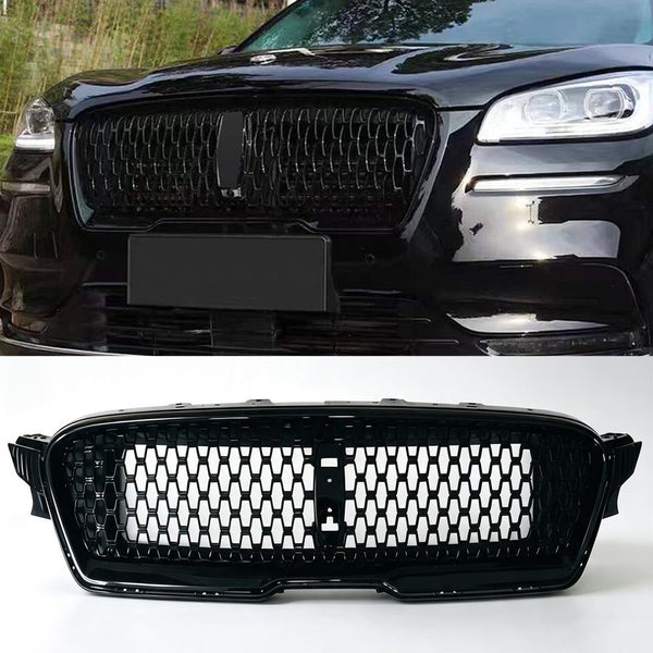 Front Bumper Grille Mesh Vent All Black Grill For Lincoln MKZ 2017-2019