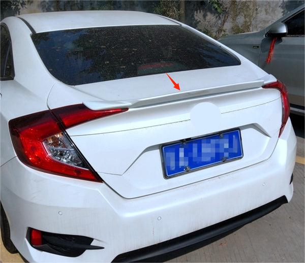 For 2016-2021 Honda Civic Sedan 4DR Spoiler Highkick Duckbill Wing Gloss White