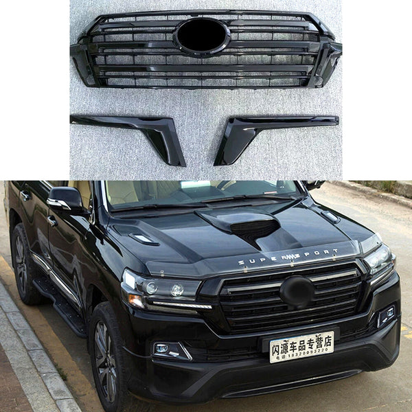 Front Bumper Center Grille For Toyota Land Cruiser LC200 2016-2020 Black Grill
