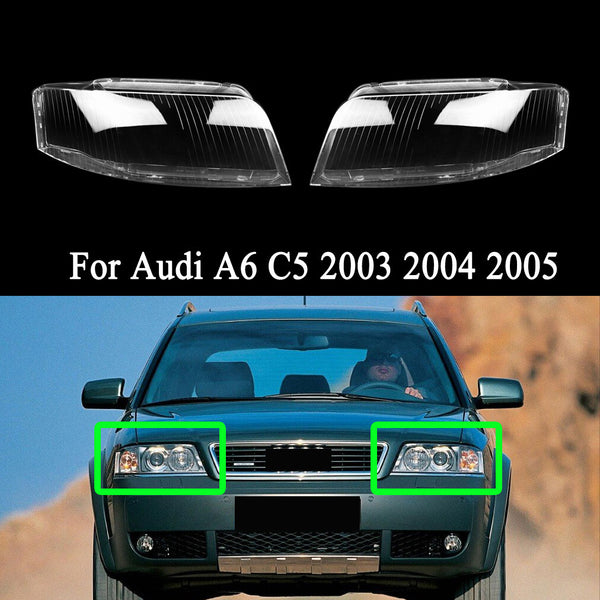 Headlight Lens Cover Cap Transparent for Audi A6 C5 2003 2004 2005 Front