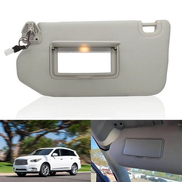 Gray Left Driver Side Sun Visor with Light for 2013-18 Infiniti QX60 96401-9PB0A