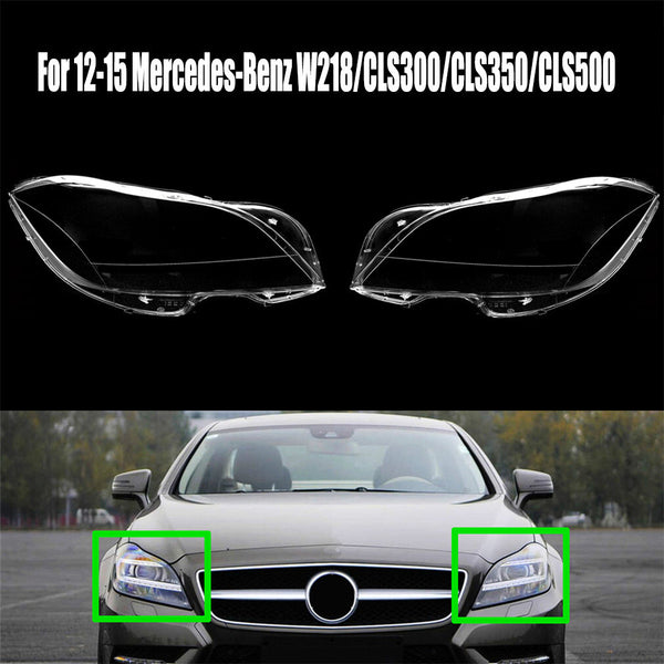Fits Mercedes-Benz W218/CLS300/CLS350/CLS500 2012-2015 Headlight Lens Cover Pair
