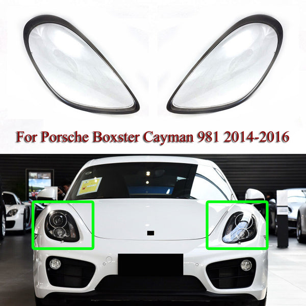 Headlight Lens Cover Transparent Shell For Porsche Boxster Cayman 981 2014-2016