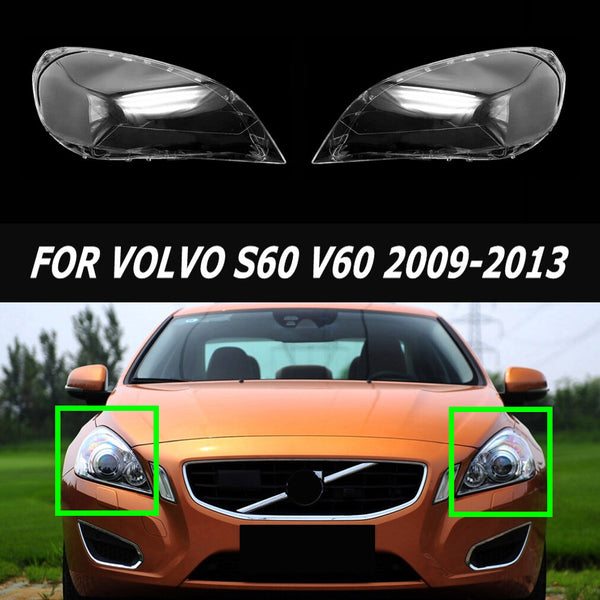 Headlight Lens Cover Caps Transparent for Volvo S60 V60 2011-2013 Pair