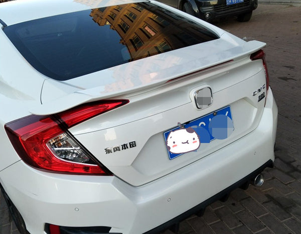 Pearl White Wing Spoiler Rear Trunk for 2016-2021 Honda Civic Sedan RS Light